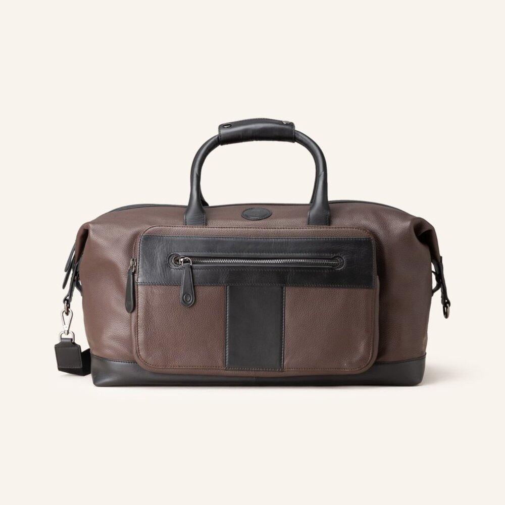Ted Baker Trevir Equestrian Heritage Leather Duffle Bag In Brown Black